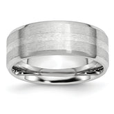 Chisel Cobalt Sterling Silver Inlay Satin and Polished Beveled Edge 8mm Band